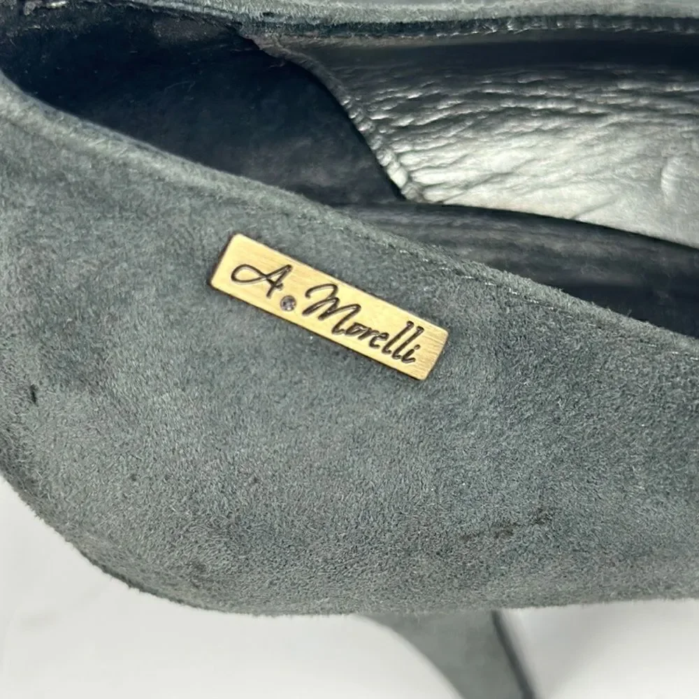 New Andrea Morelli Italy Gray Suede Pumps Heels EUR 36 US 6